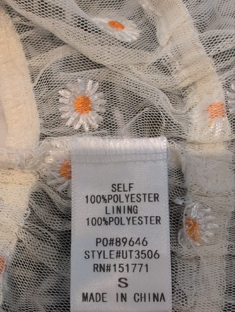 470 - Lelis Size Small Sheer Daisy Embroidered Crop Top, Cottagecore Fairycore - Picture 4 of 8